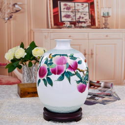 瓷博 景德镇陶瓷器代中式花瓶客厅摆件酒店装饰多福长寿名人瓷瓶